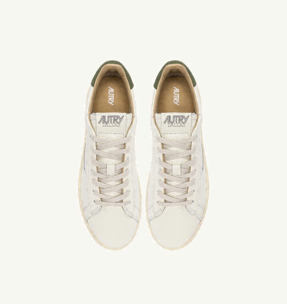 DALLAS LOW EN CUIR ET LODEN GREEN ET MARSHMALLOW