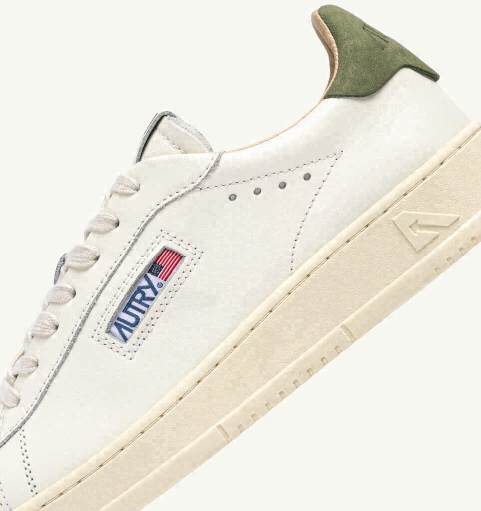 DALLAS LOW EN CUIR ET LODEN GREEN ET MARSHMALLOW