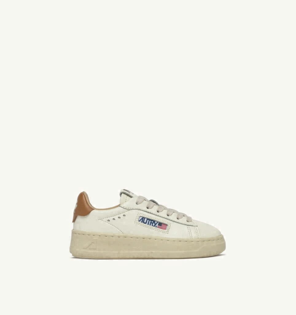 DALLAS KIDS LOW EN CUIR MARSHMALLOW ET BROWN SUGAR