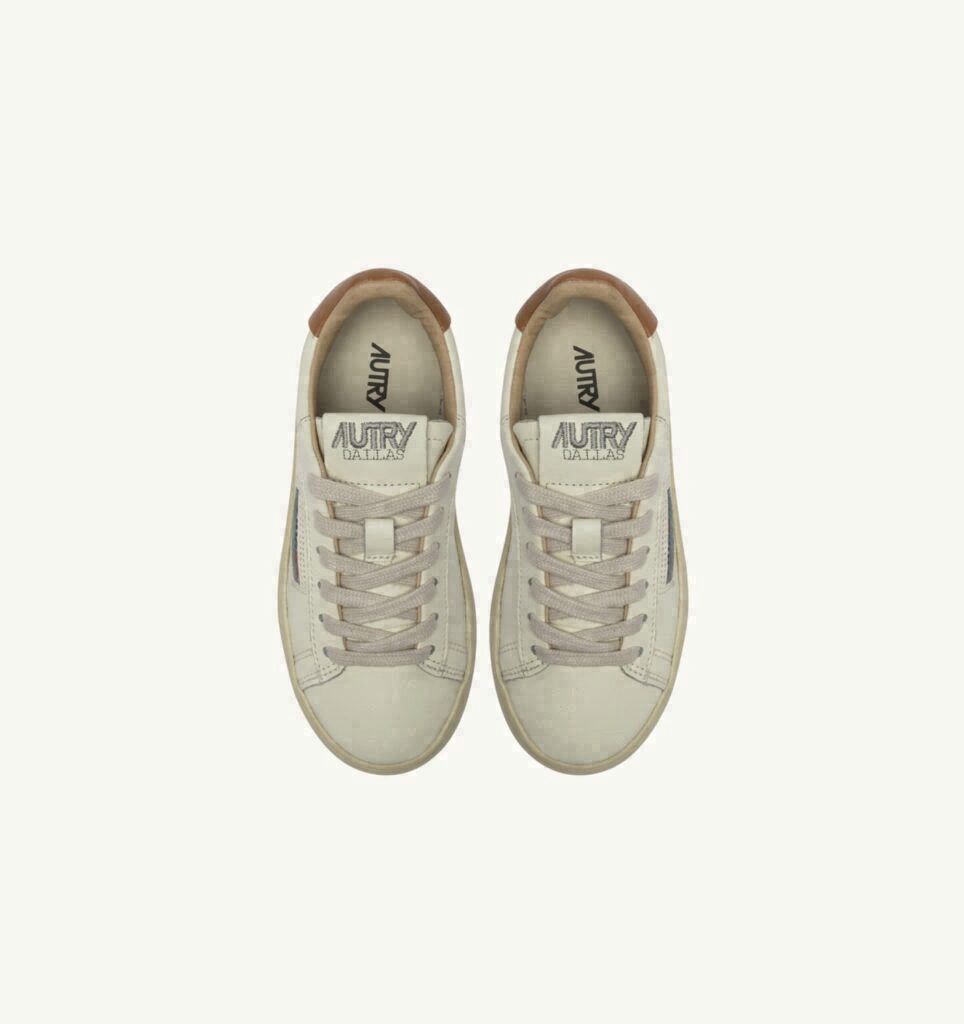 DALLAS KIDS LOW EN CUIR MARSHMALLOW ET BROWN SUGAR