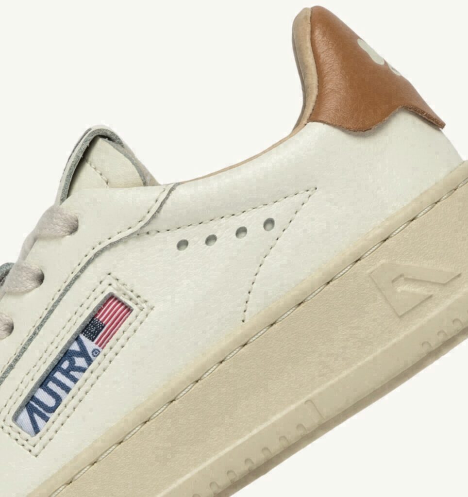 DALLAS KIDS LOW EN CUIR MARSHMALLOW ET BROWN SUGAR