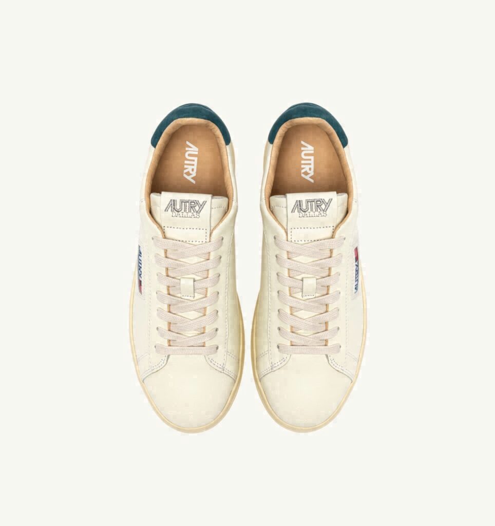 DALLAS LOW EN CUIR MARSHMALLOW ET DARK SEA