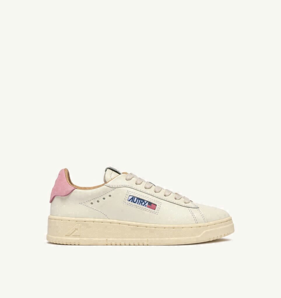 DALLAS LOW EN CUIR MARSHMALLOW ET PINK DOLPHIN