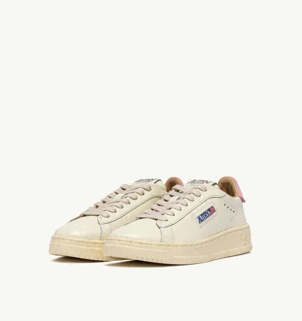 DALLAS LOW EN CUIR MARSHMALLOW ET PINK DOLPHIN