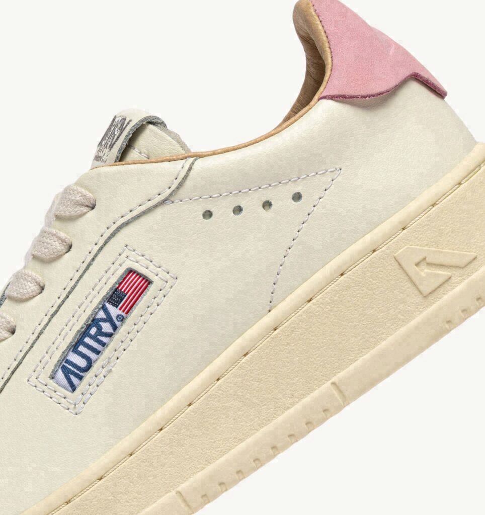 DALLAS LOW EN CUIR MARSHMALLOW ET PINK DOLPHIN
