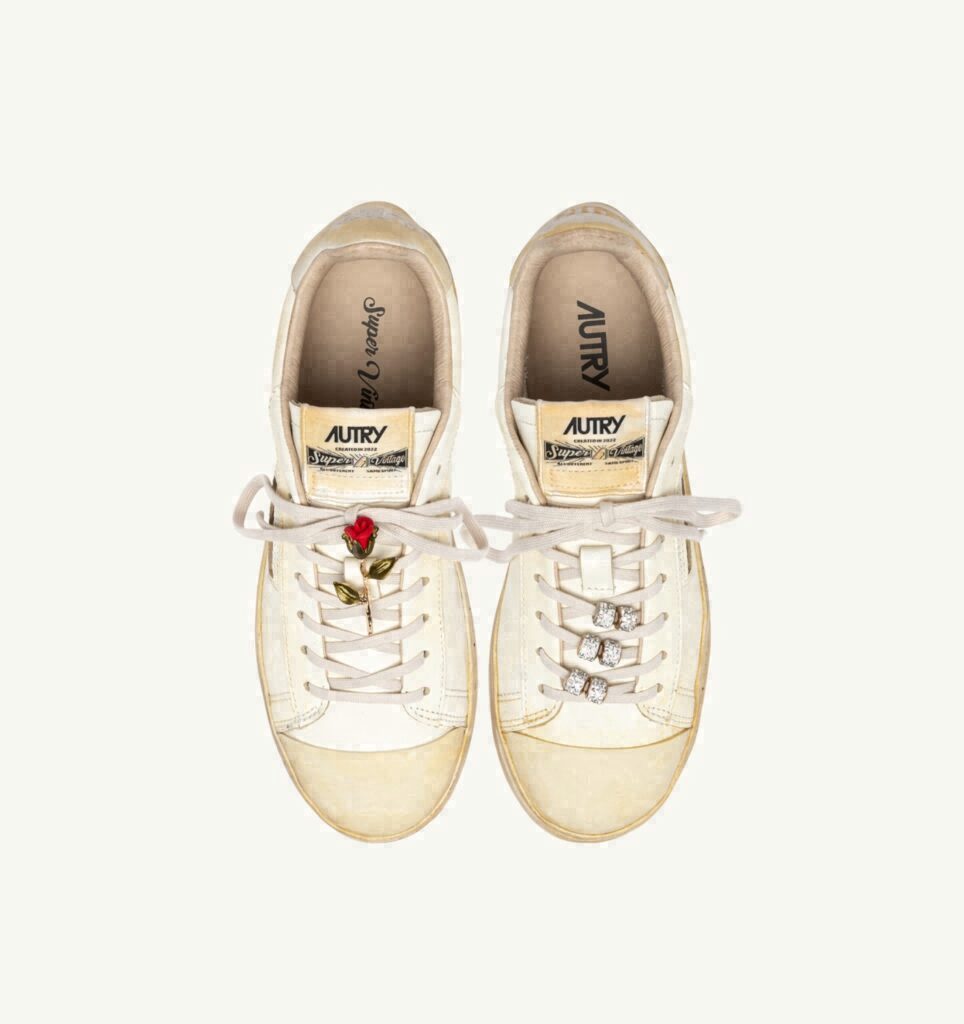 DALLAS LOW SUPER VINTAGE EN CUIR MARSHMALLOW AVEC CHARM