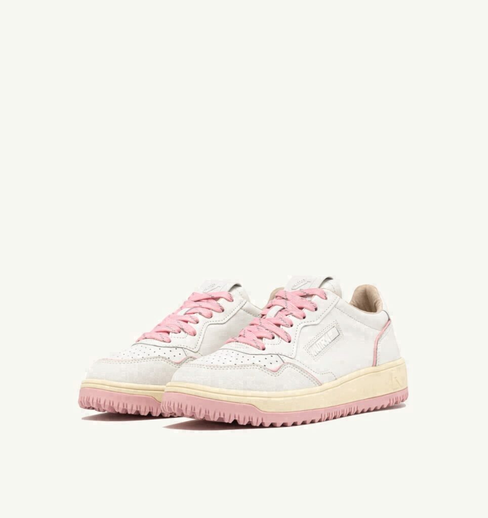 GOLF LOW EN CUIR BLANC ET CORAL BLUSH