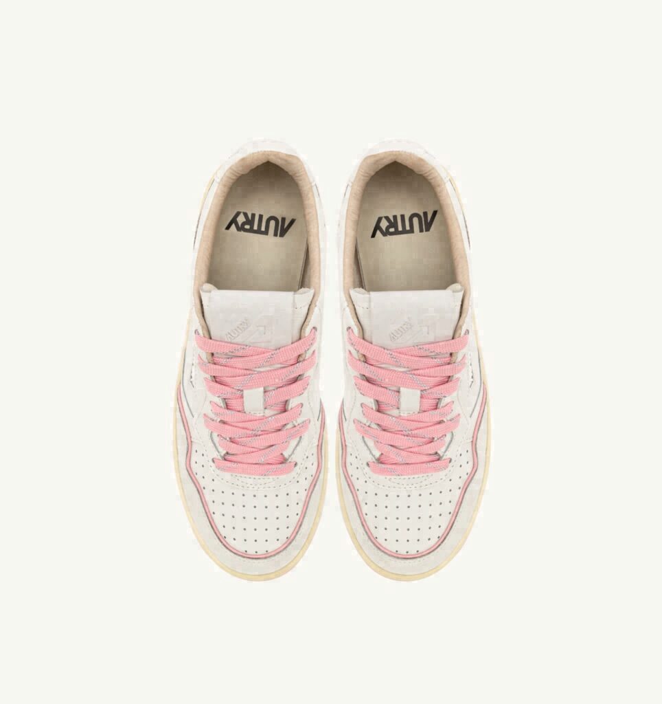 GOLF LOW EN CUIR BLANC ET CORAL BLUSH