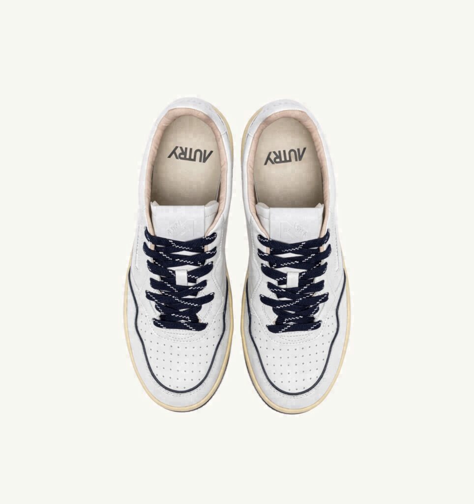GOLF LOW EN CUIR BLANC ET NAVY