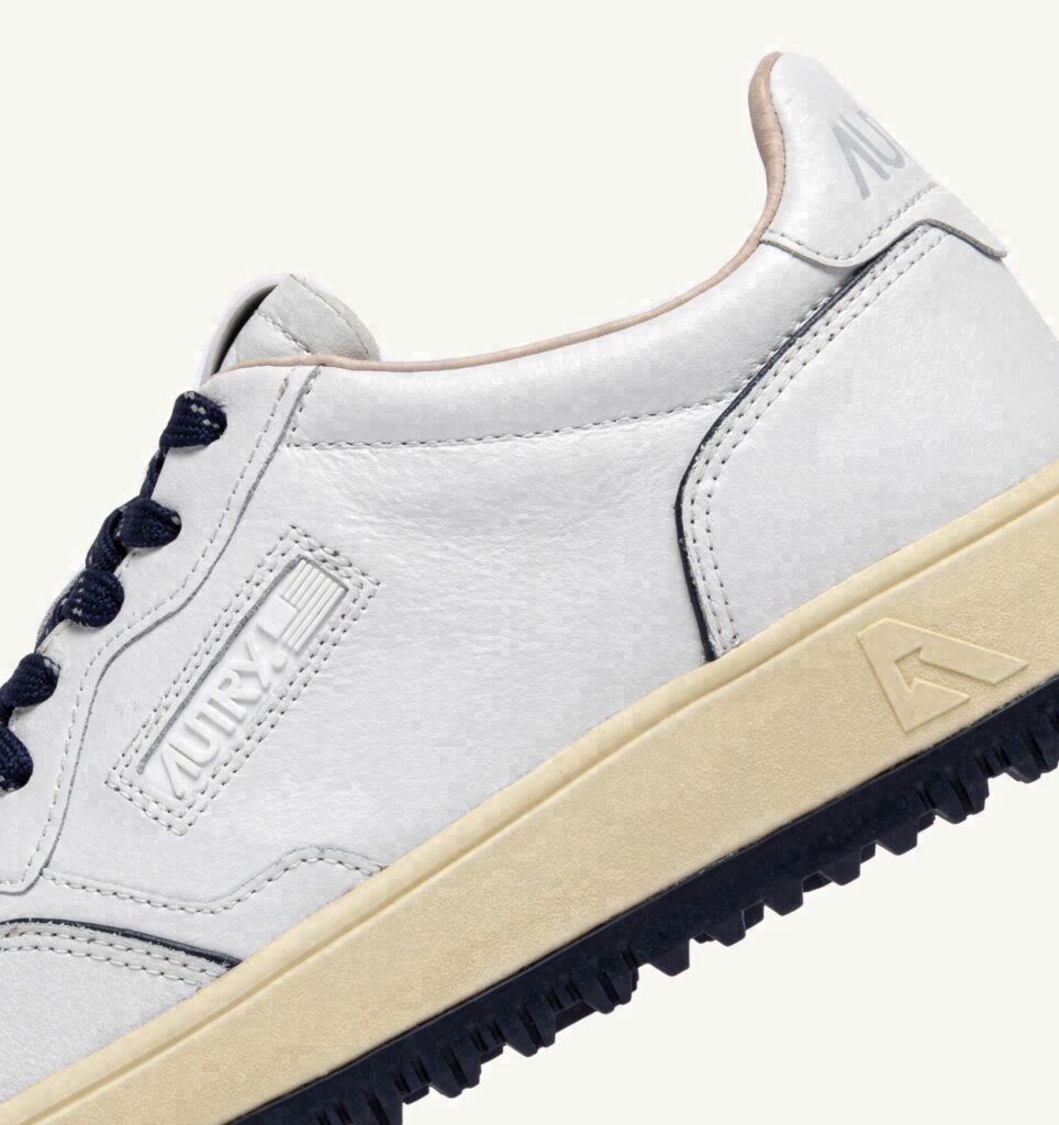 GOLF LOW EN CUIR BLANC ET NAVY