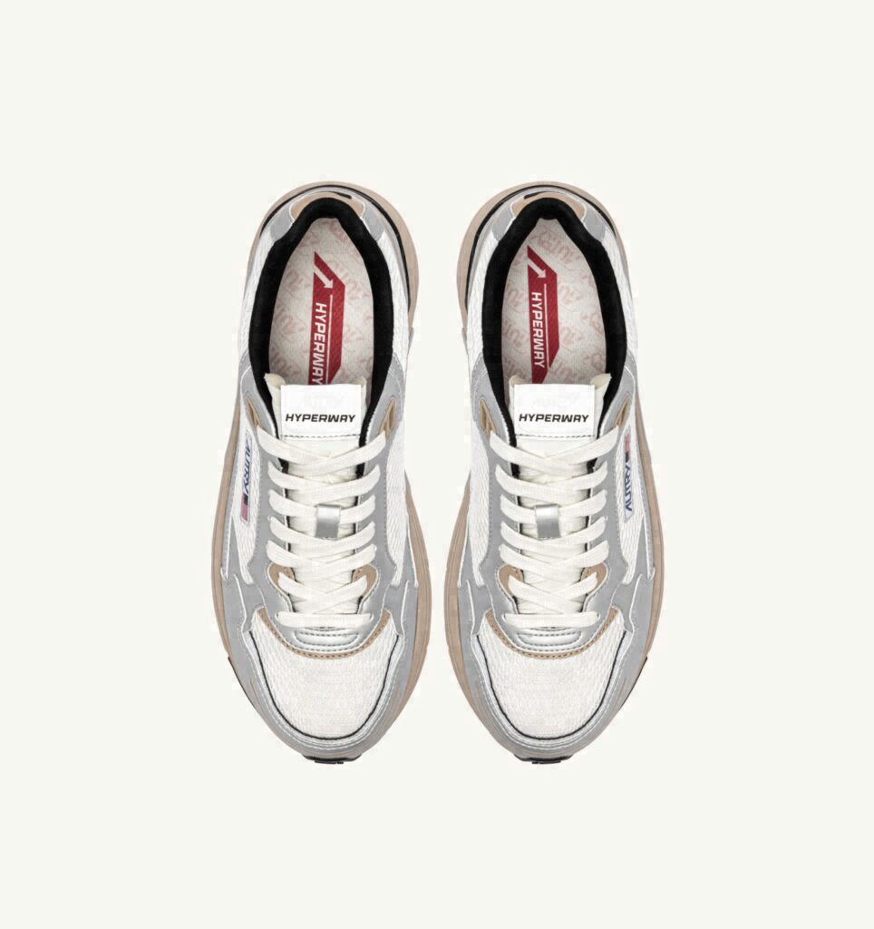 HYPERWAY EN CUIR SYNTHÉTIQUE ET MESH ARGENT BLANC ET IRISH CREAM