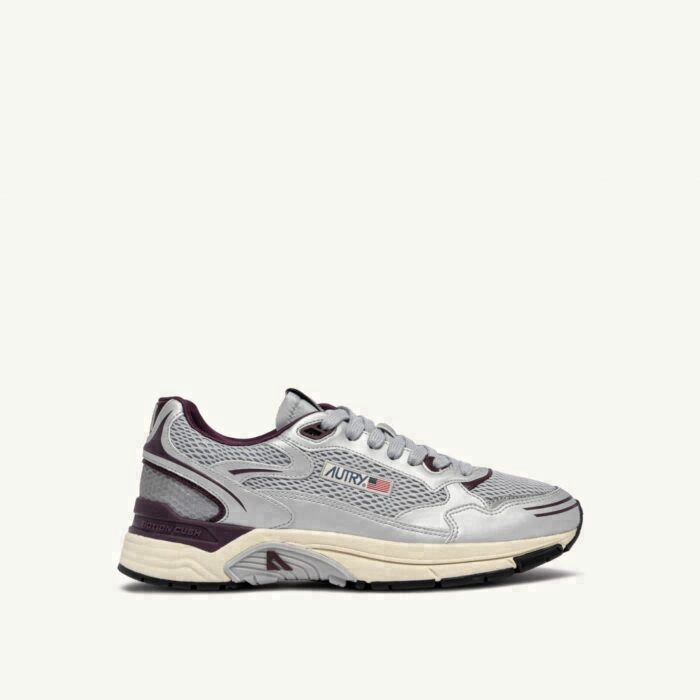 HYPERWAY IN SILVER, HARBOR MIST AND FIG SYNTHETIC LEATHER AND MESH