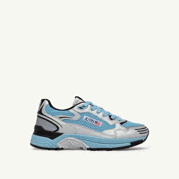 HYPERWAY IN SILVER BLACK AND FORGET ME NOT SYNTHETIC LEATHER AND MESH