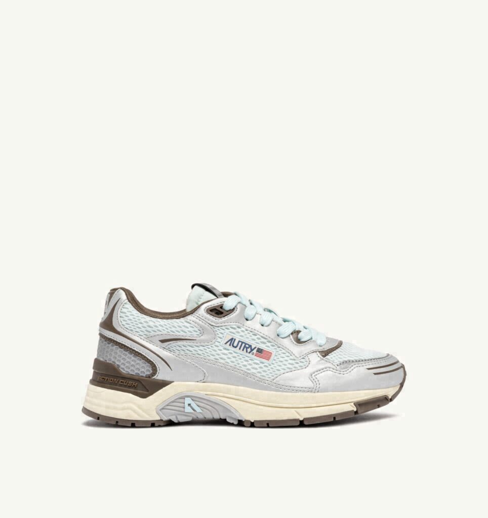 HYPERWAY EN CUIR SYNTHÉTIQUE ET MESH ARGENT SPA BLUE ET CHOCOLATE CHIP