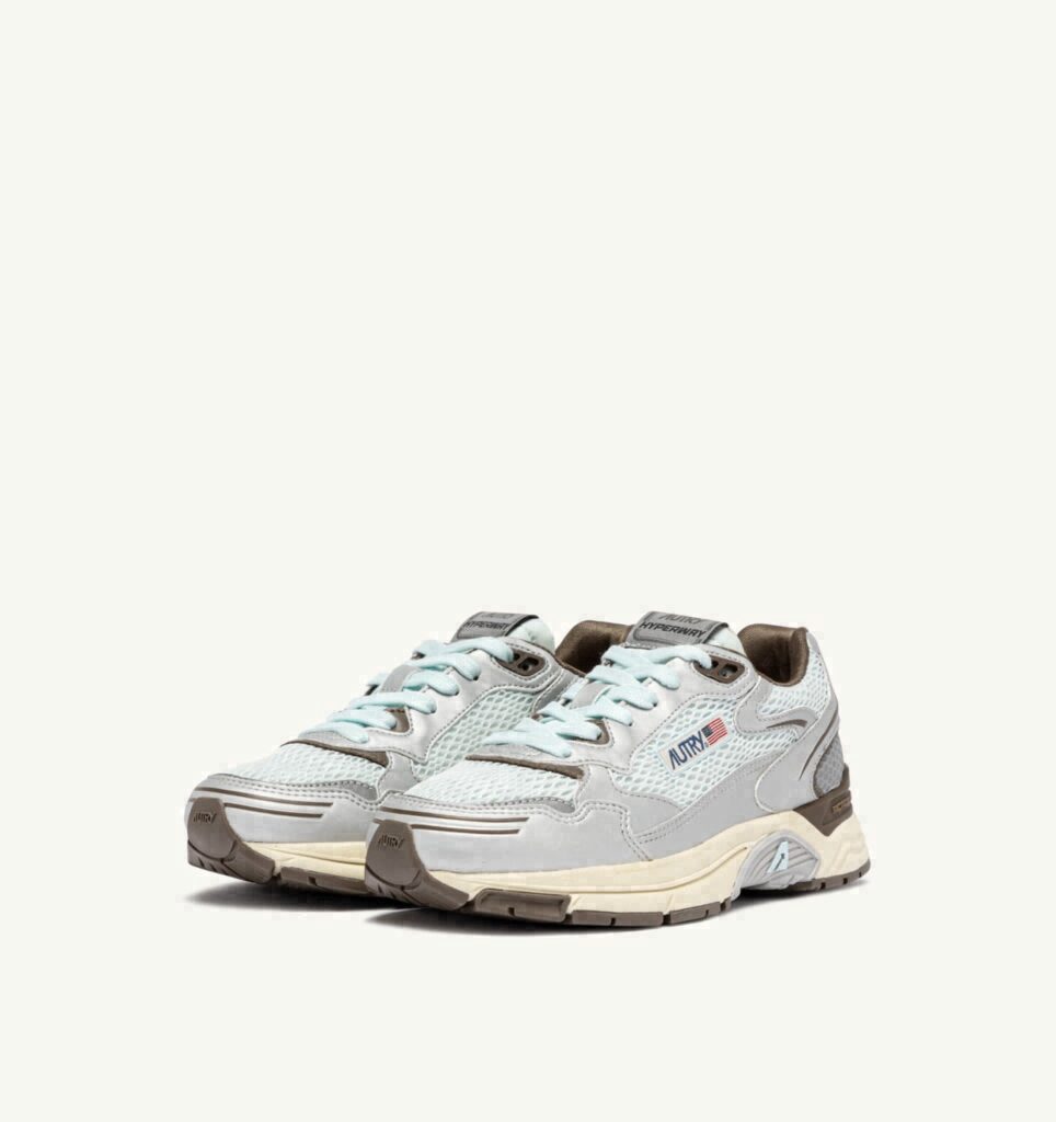 HYPERWAY EN CUIR SYNTHÉTIQUE ET MESH ARGENT SPA BLUE ET CHOCOLATE CHIP