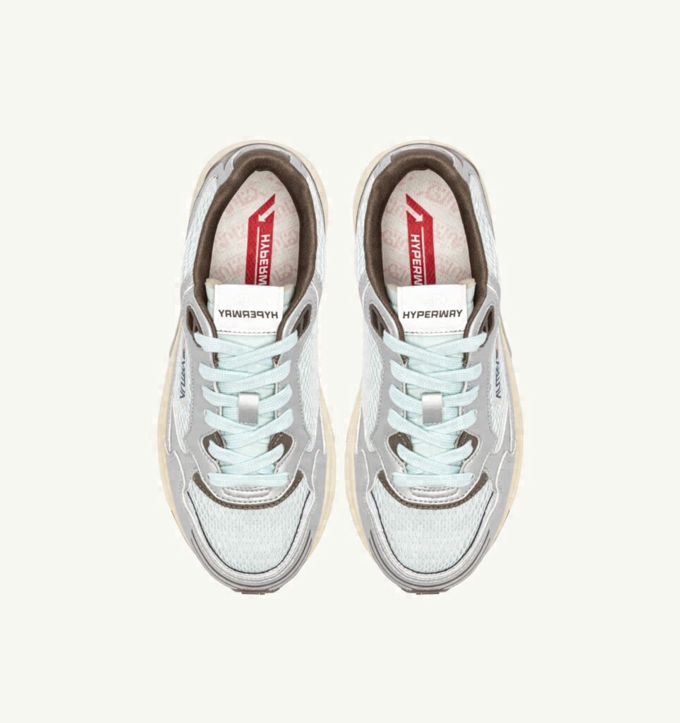 HYPERWAY EN CUIR SYNTHÉTIQUE ET MESH ARGENT SPA BLUE ET CHOCOLATE CHIP