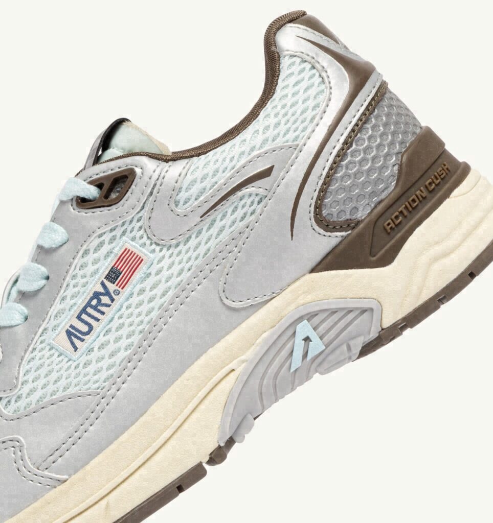 HYPERWAY EN CUIR SYNTHÉTIQUE ET MESH ARGENT SPA BLUE ET CHOCOLATE CHIP