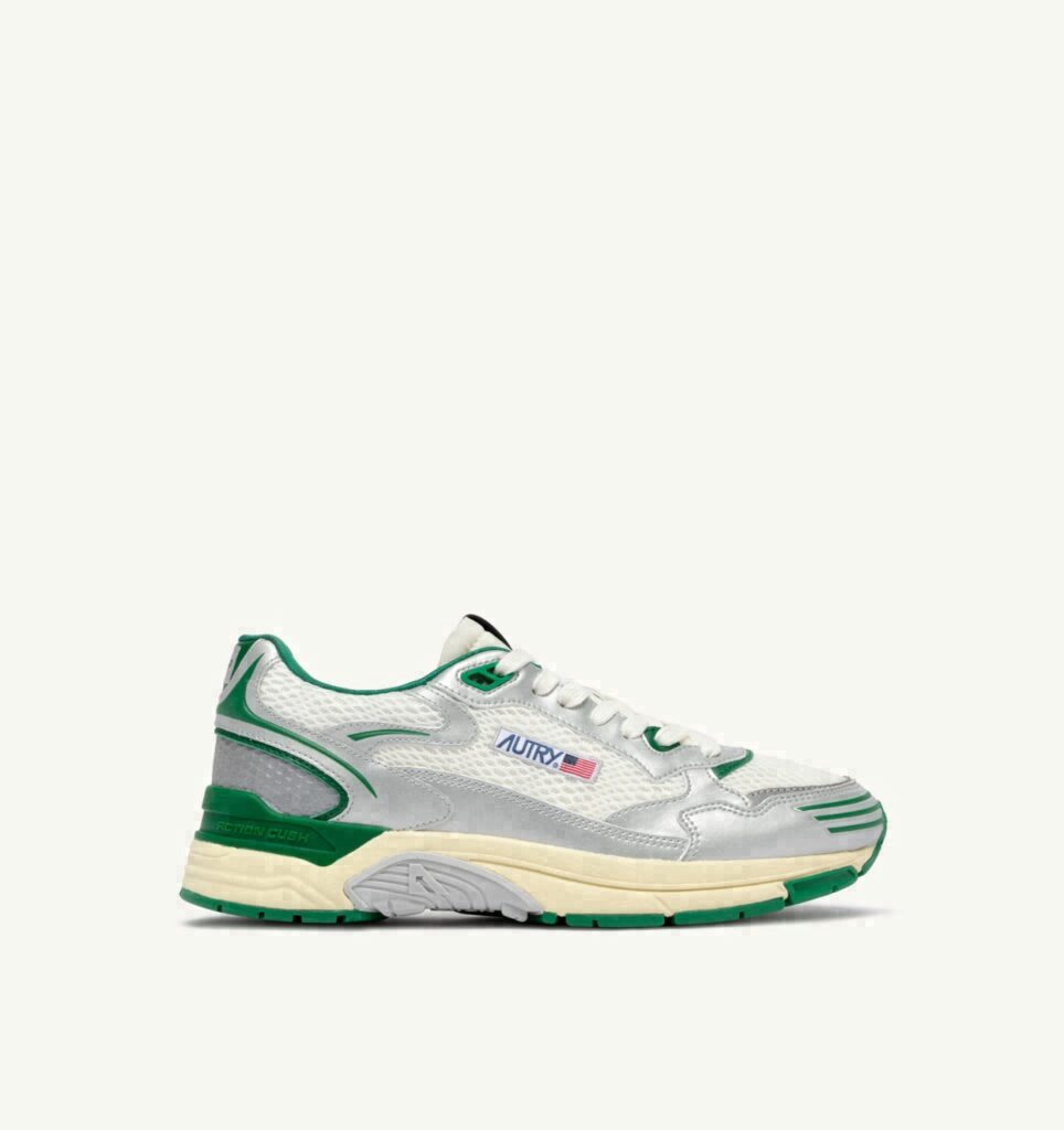 HYPERWAY EN CUIR SYNTHÉTIQUE ET MESH BLANC ARGENT ET AMAZON