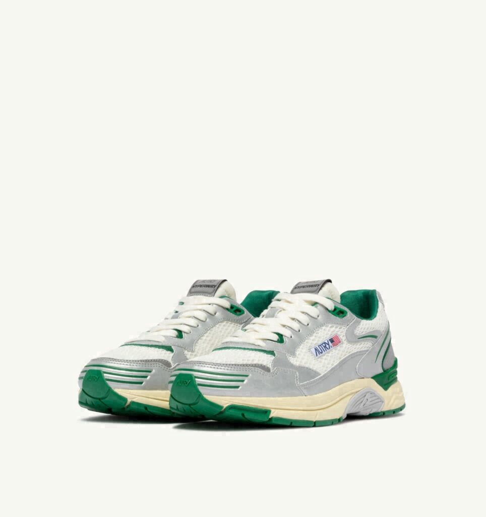 HYPERWAY EN CUIR SYNTHÉTIQUE ET MESH BLANC ARGENT ET AMAZON