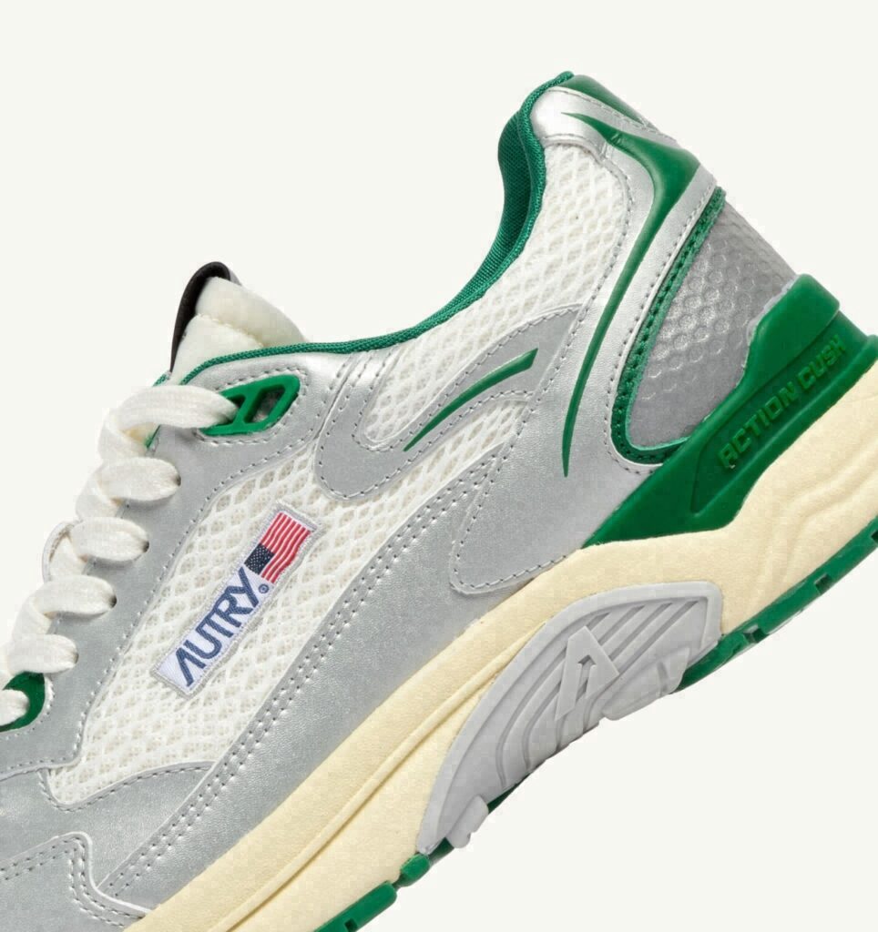 HYPERWAY EN CUIR SYNTHÉTIQUE ET MESH BLANC ARGENT ET AMAZON
