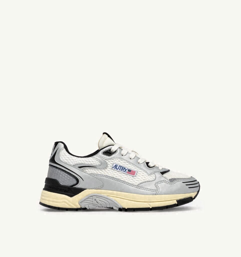 HYPERWAY EN CUIR SYNTHÉTIQUE ET MESH BLANC ARGENT ET NOIR