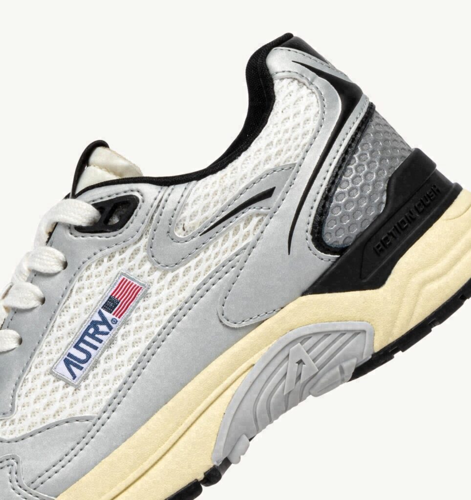 HYPERWAY EN CUIR SYNTHÉTIQUE ET MESH BLANC ARGENT ET NOIR