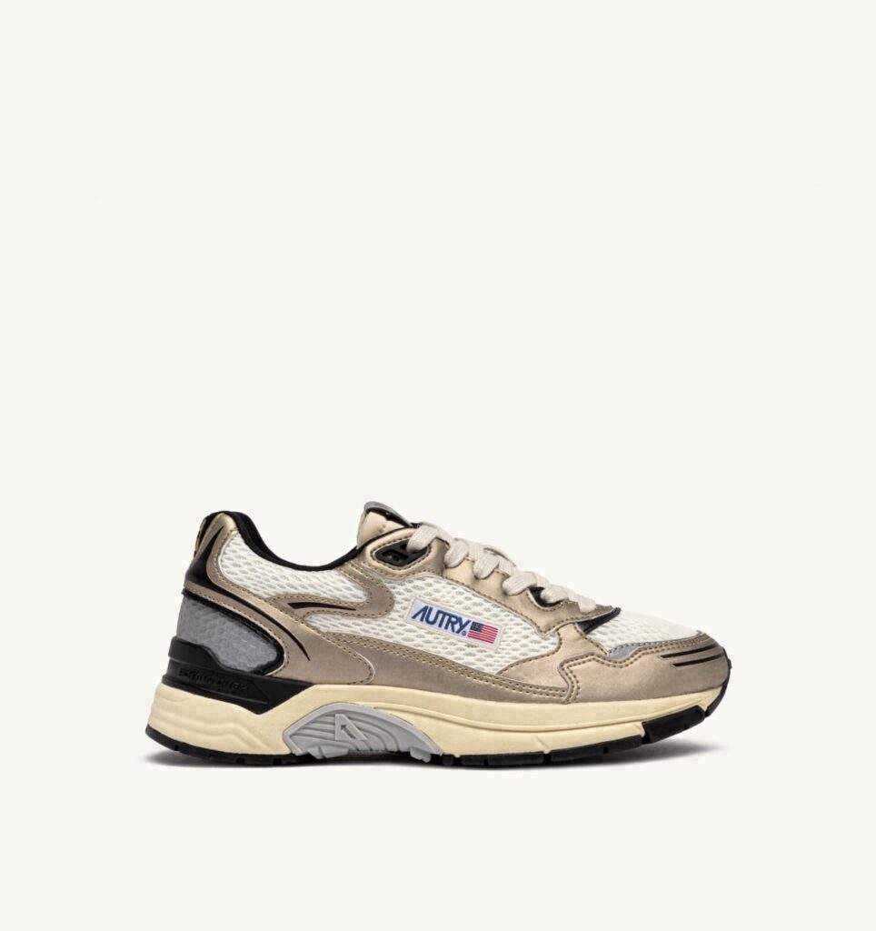 HYPERWAY EN CUIR SYNTHÉTIQUE ET MESH WHISPER WHITE PLATINE ET NOIR