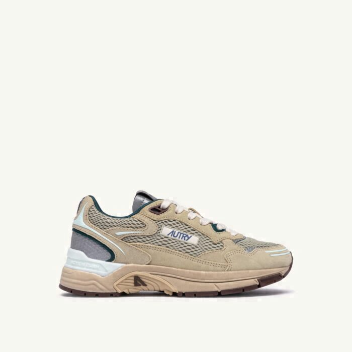HYPERWAY IN ECRU AND SPA BLUE SUEDE AND MESH