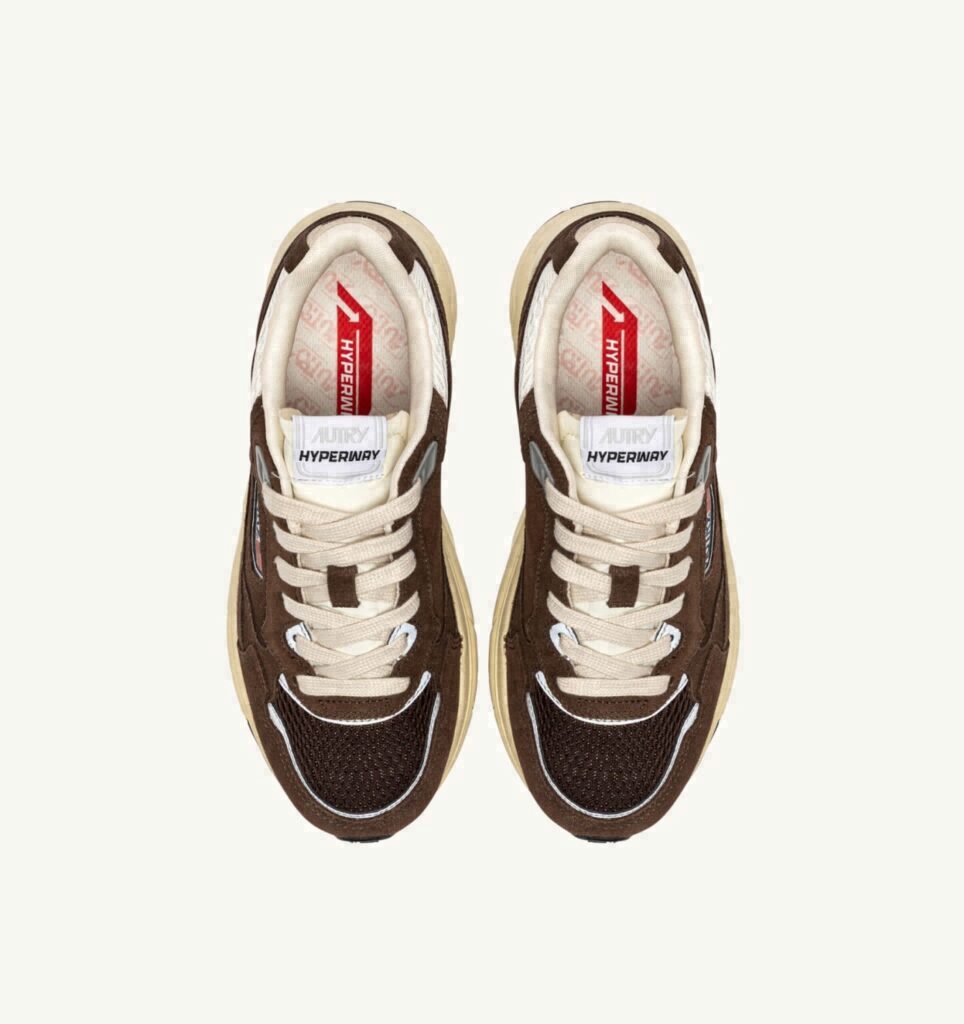 HYPERWAY EN DAIM ET MESH MARSHMALLOW ET CUIR