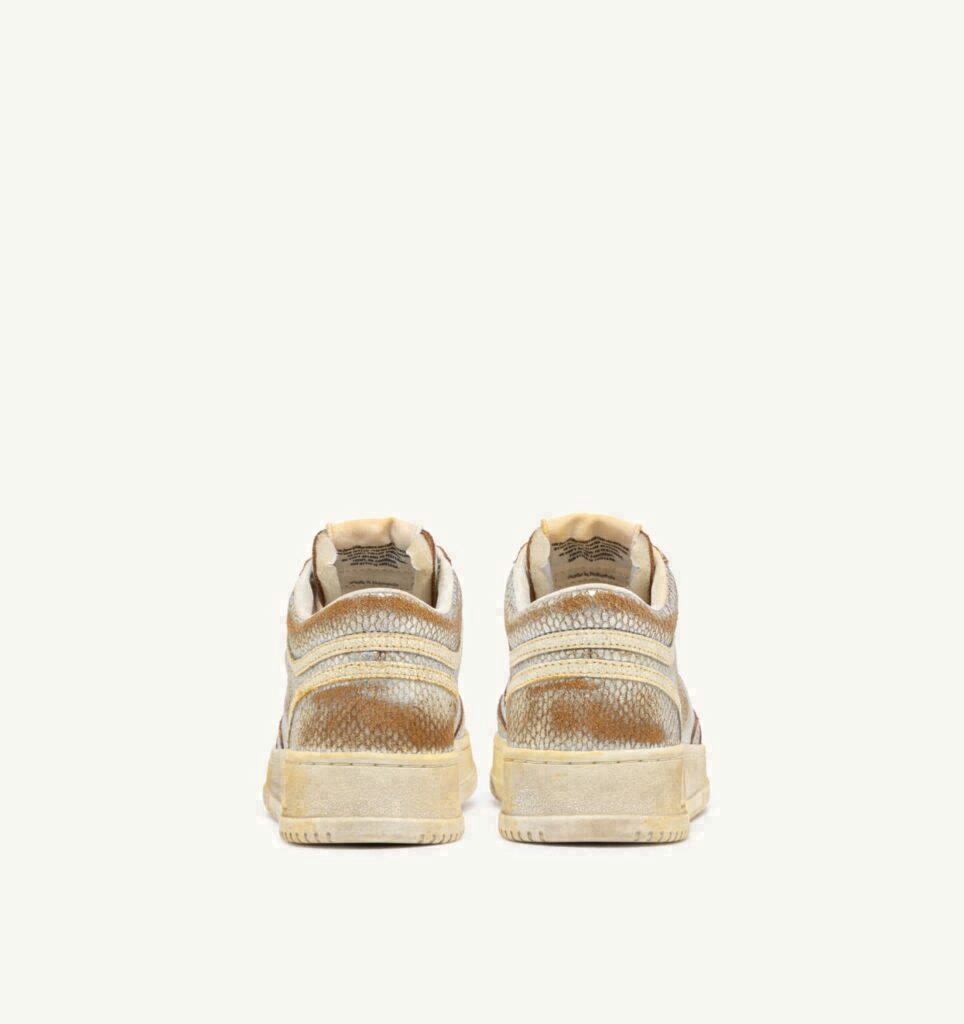 MED-WAY SUPER VINTAGE EN CUIR 'PRINT SNAKE' SILVER ET MARSHMALLOW