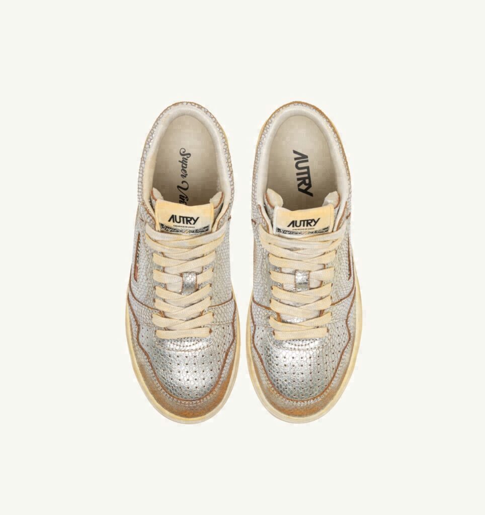 MED-WAY SUPER VINTAGE EN CUIR 'PRINT SNAKE' SILVER ET MARSHMALLOW