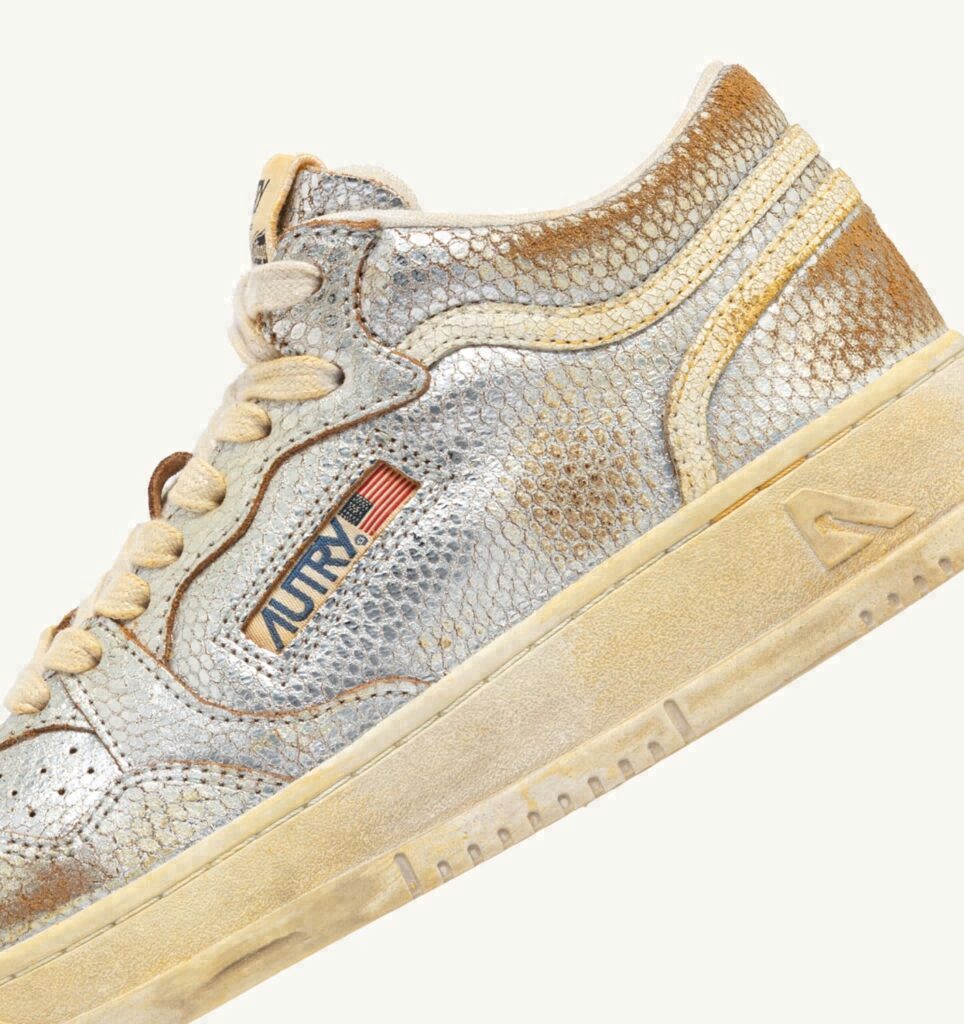 MED-WAY SUPER VINTAGE EN CUIR 'PRINT SNAKE' SILVER ET MARSHMALLOW
