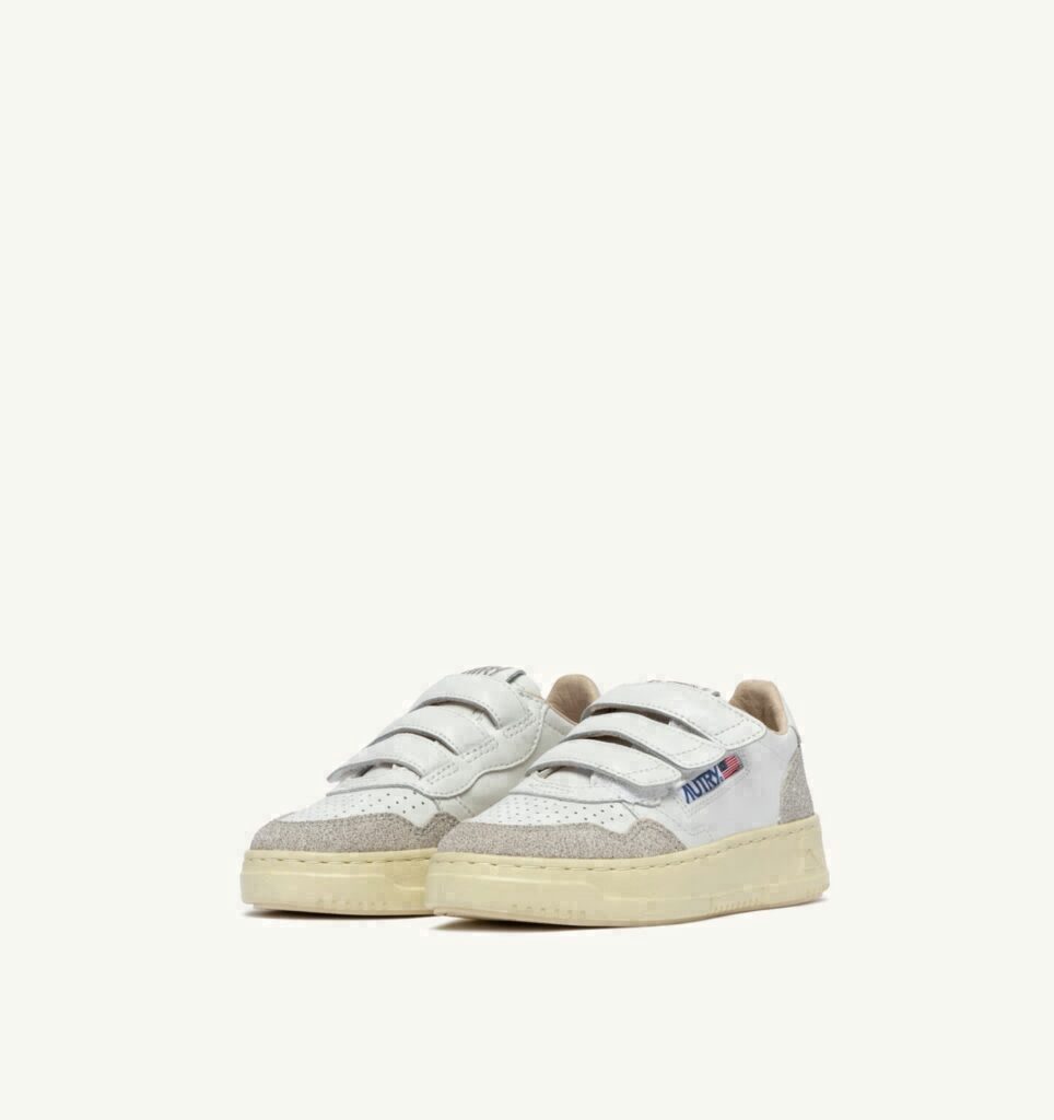 MEDALIST KIDSTRIPES EN CUIR BLANC ET CUIR PAILLETTES GRIS