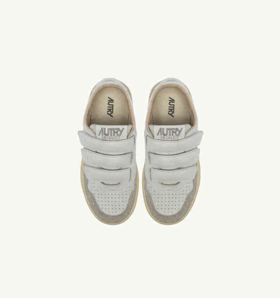 MEDALIST KIDSTRIPES EN CUIR BLANC ET CUIR PAILLETTES GRIS