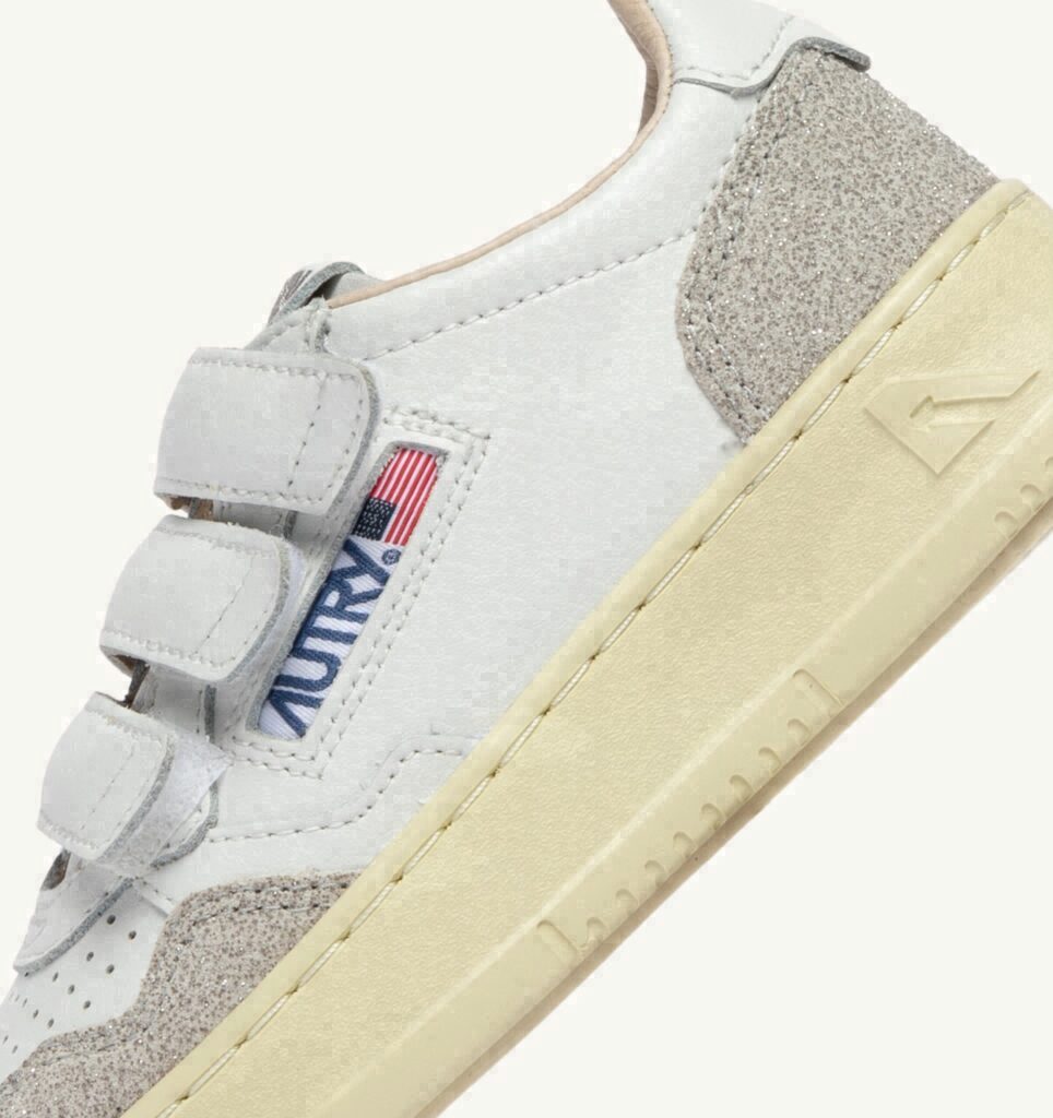 MEDALIST KIDSTRIPES EN CUIR BLANC ET CUIR PAILLETTES GRIS