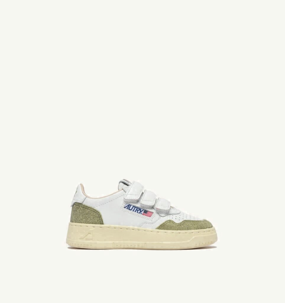 MEDALIST KIDSTRIPES EN CUIR BLANC ET CUIR PAILLETTES SAUGE