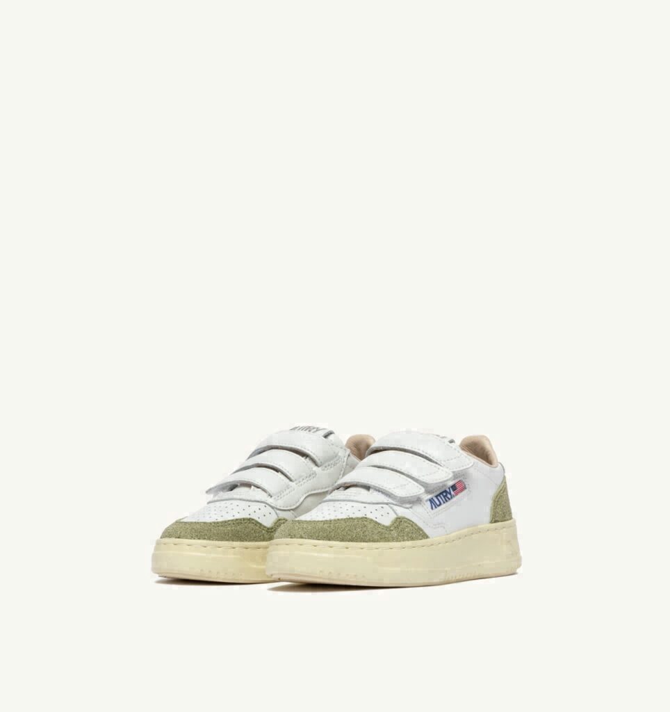 MEDALIST KIDSTRIPES EN CUIR BLANC ET CUIR PAILLETTES SAUGE