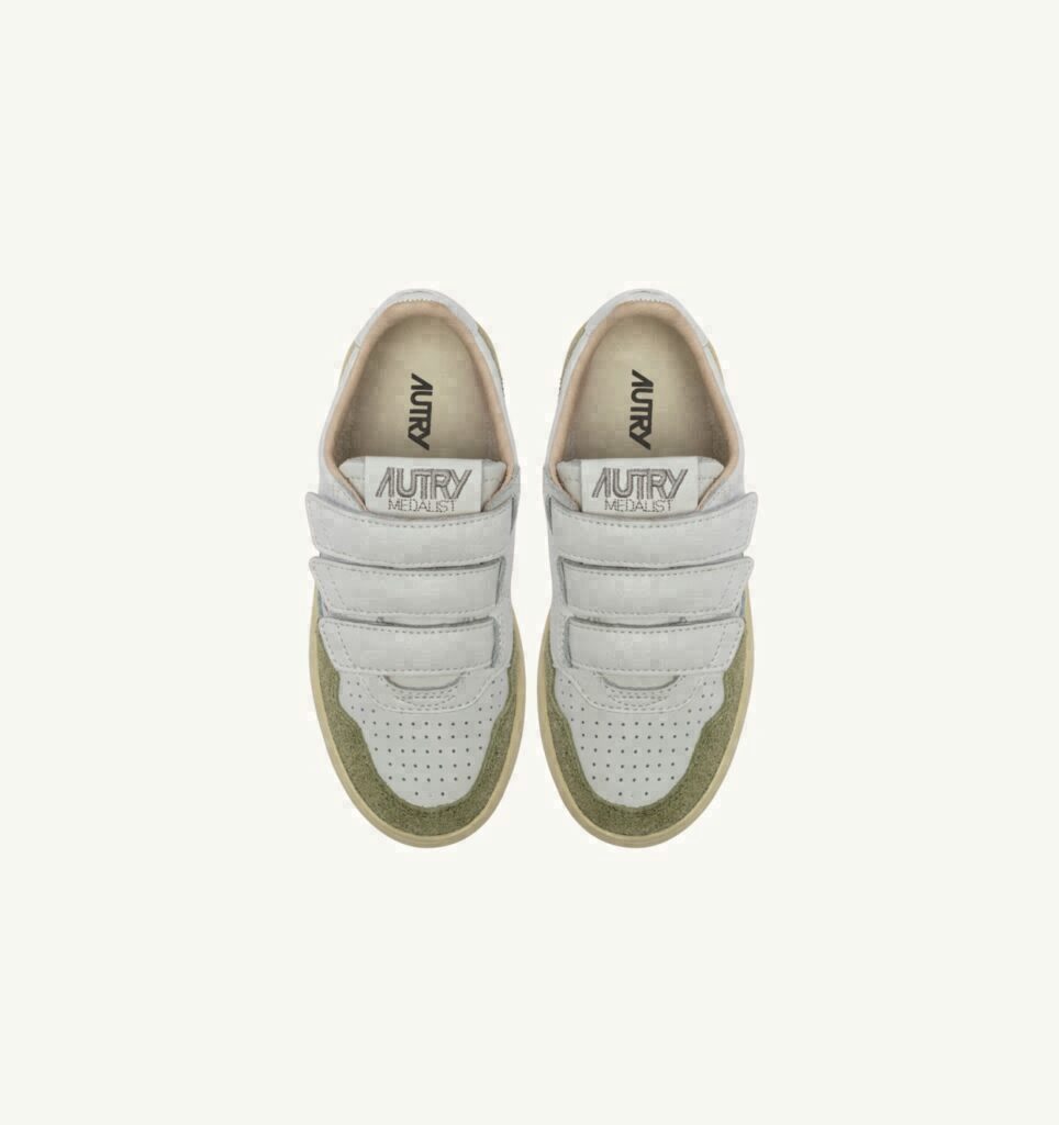 MEDALIST KIDSTRIPES EN CUIR BLANC ET CUIR PAILLETTES SAUGE