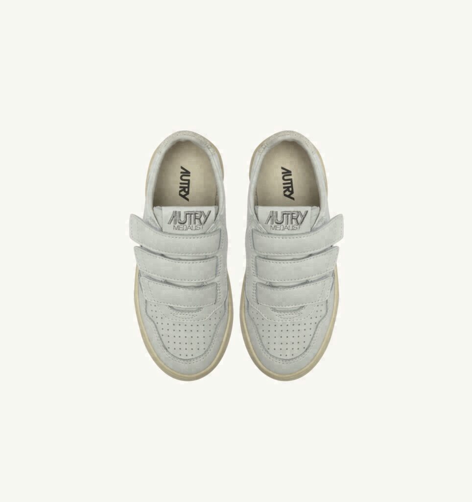 MEDALIST KIDSTRIPES LOW EN CUIR BLANC ET PAILLETTES
