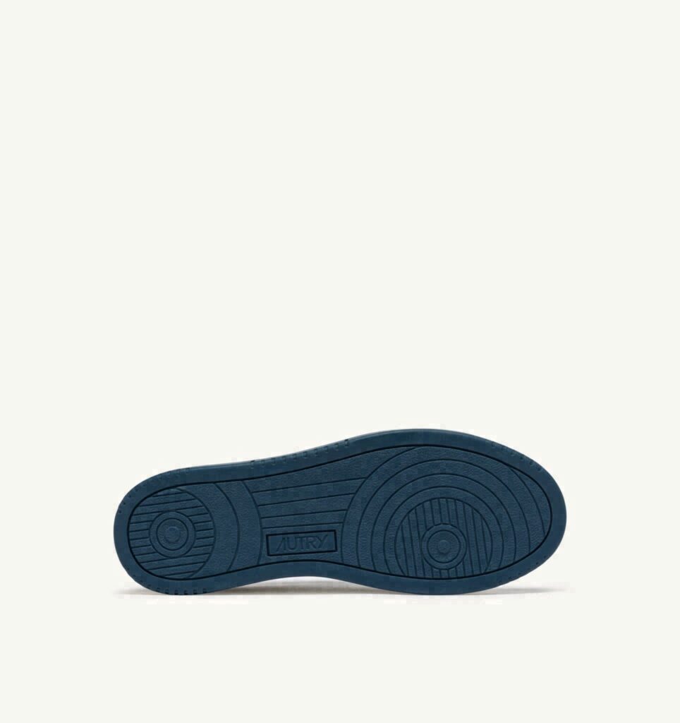 MEDALIST LOW BICOLOR EN CUIR BLANC ET MALLARD BLUE