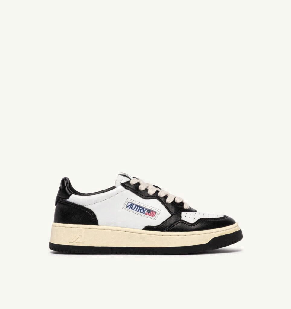 MEDALIST LOW BICOLOR EN CUIR BLANC ET NOIR