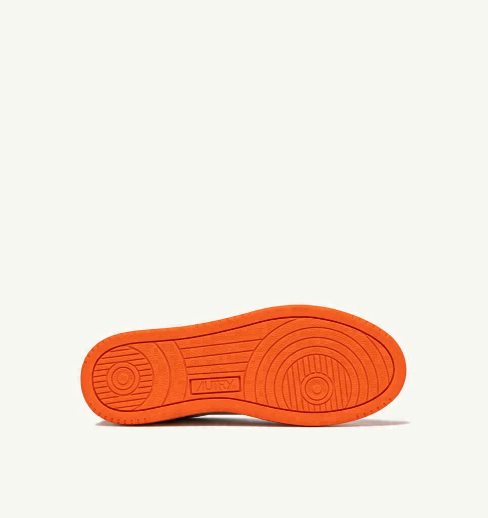 MEDALIST LOW BICOLOR EN CUIR BLANC ET PARSIMMON ORANGE