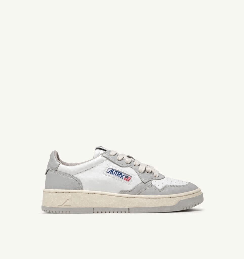 MEDALIST LOW BICOLOR EN CUIR BLANC ET VAPOR