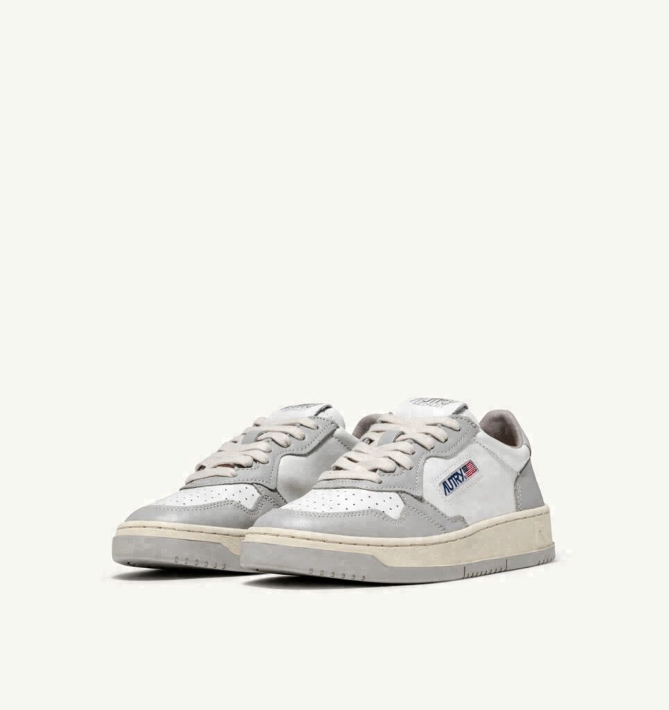MEDALIST LOW BICOLOR EN CUIR BLANC ET VAPOR