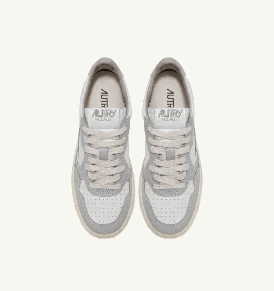 MEDALIST LOW BICOLOR EN CUIR BLANC ET VAPOR