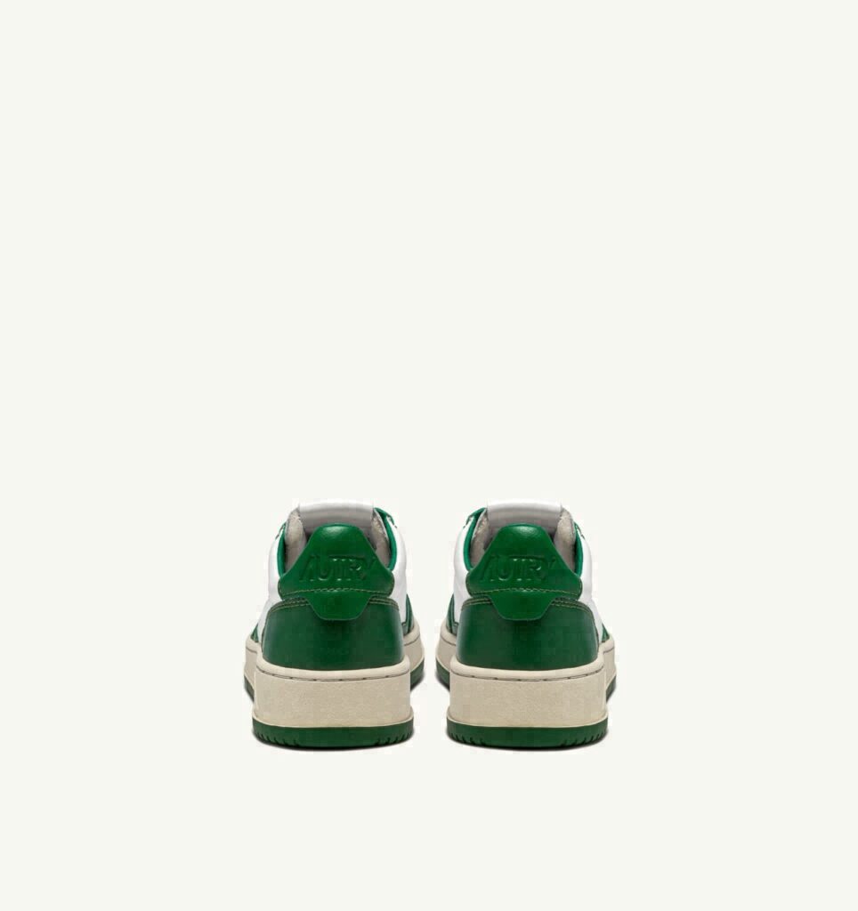 MEDALIST LOW BICOLOR EN CUIR BLANC ET VERT