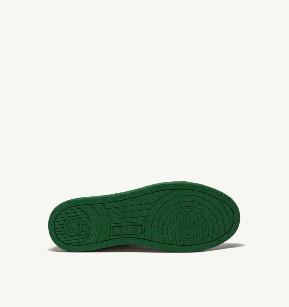 MEDALIST LOW BICOLOR EN CUIR BLANC ET VERT