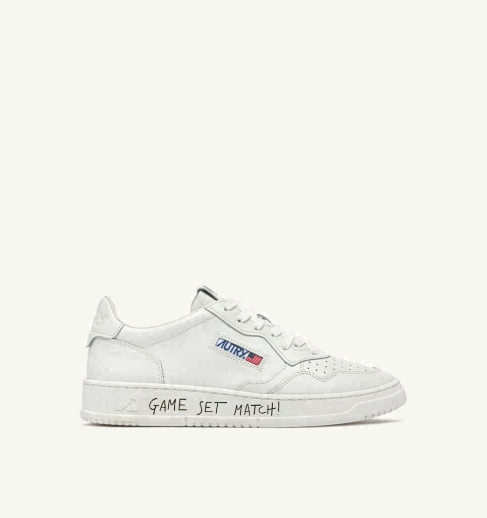 MEDALIST LOW EN CUIR BLANC AVEC LETTERING