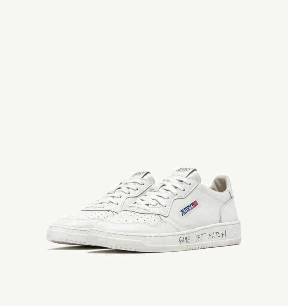 MEDALIST LOW EN CUIR BLANC AVEC LETTERING