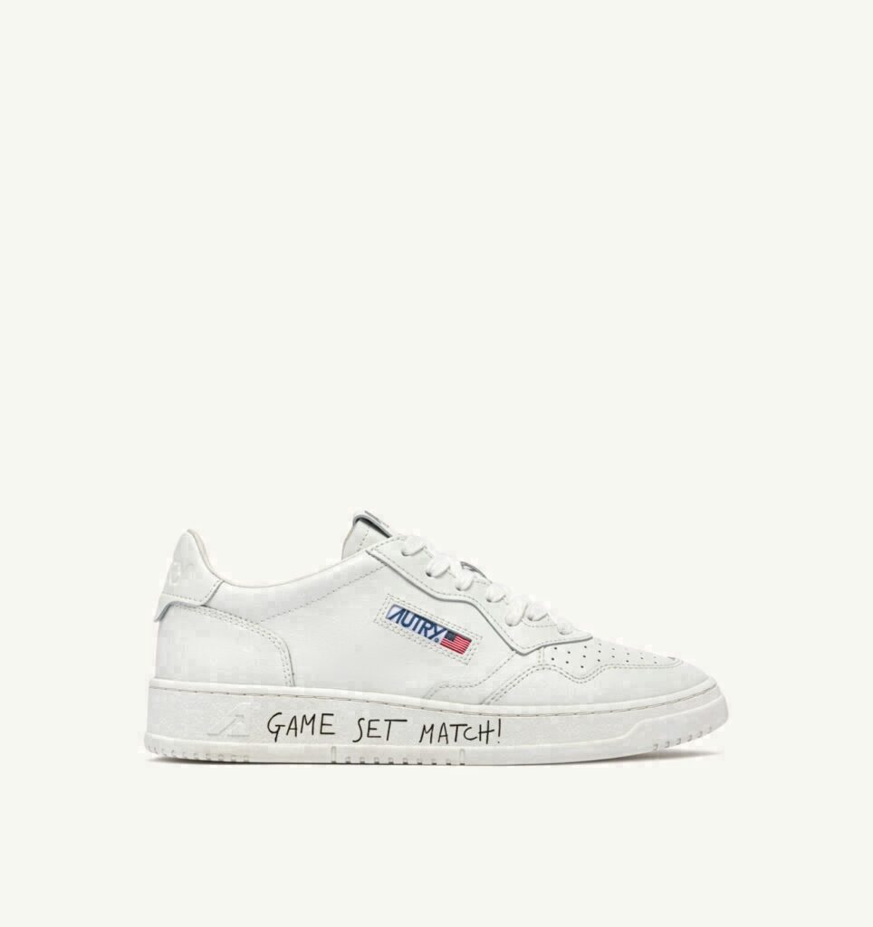 MEDALIST LOW EN CUIR BLANC AVEC LETTERING